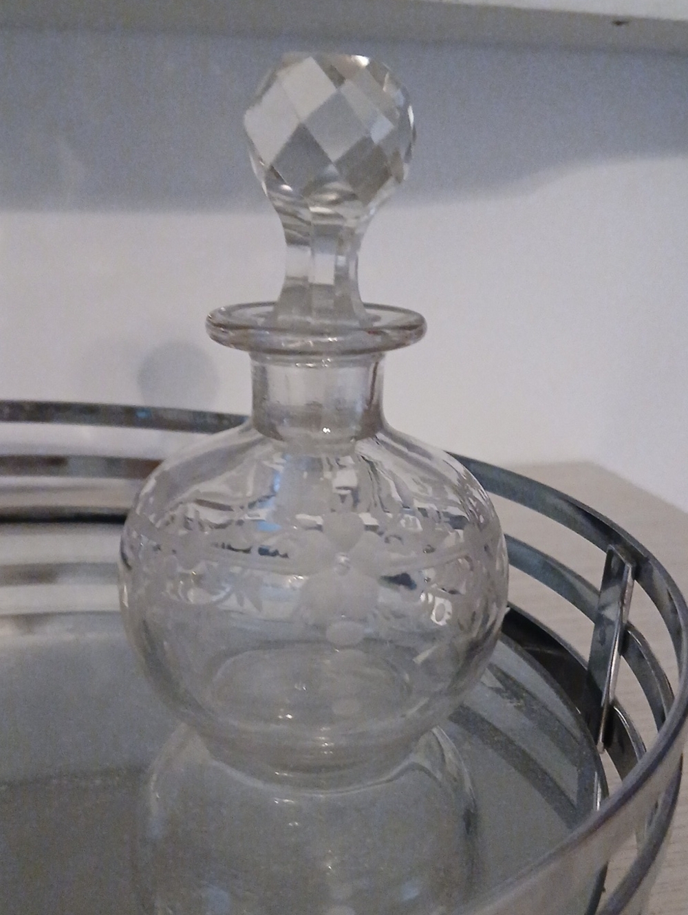 Clear Glass Etched Perfume Bottle - Clear